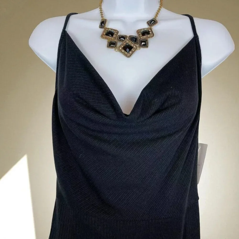 NWT BELLEVUE THE LABEL SARA COWL NECK KNIT MIDI DRESS - Picture 3 of 4